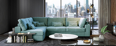 Бирюзовый диван в интерьере-2, Стильный бирюзовый диван Элизиум от Gliver